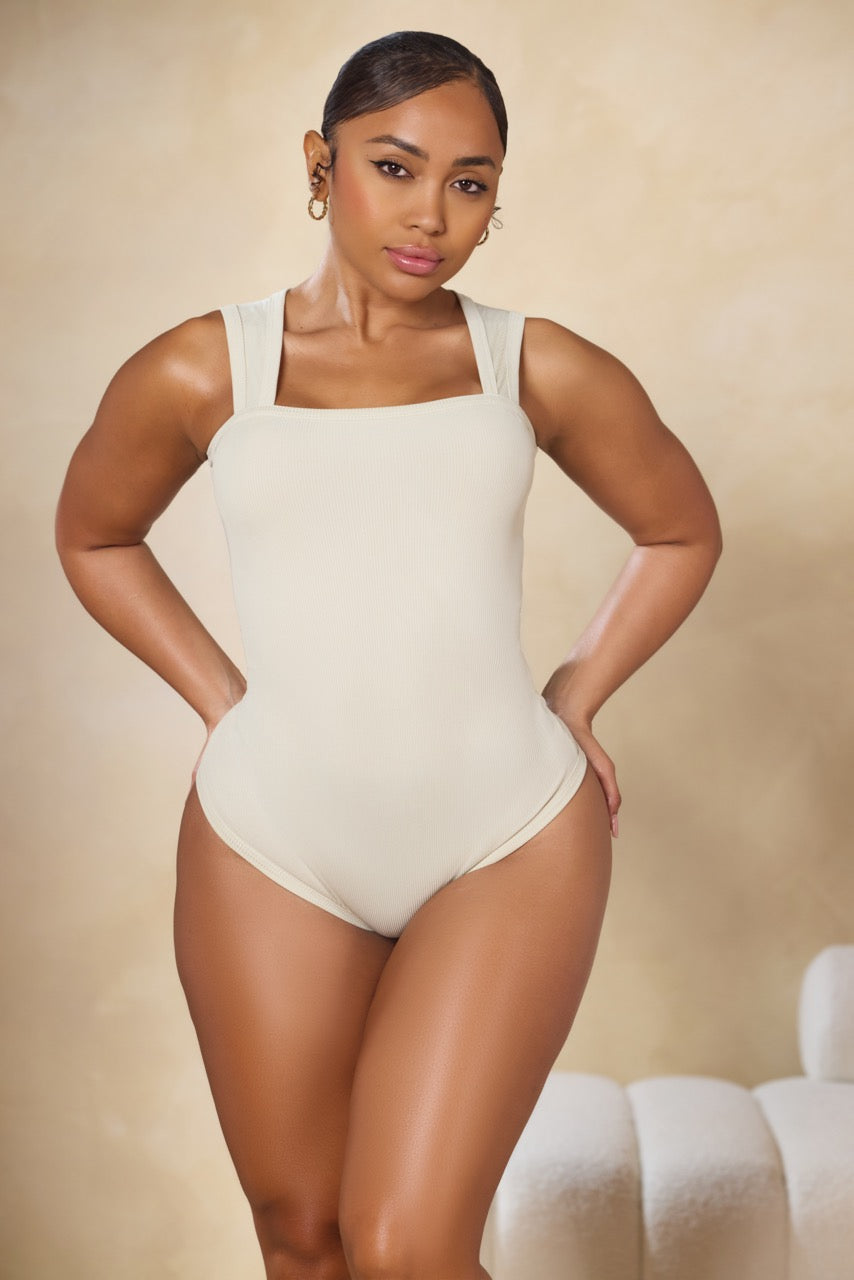 Beige Tummy Control Tank Bodysuit