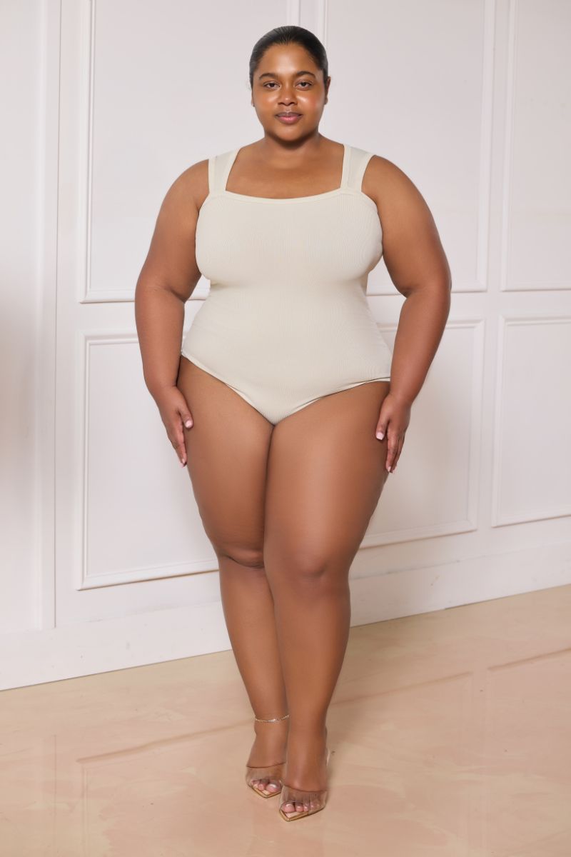 Beige Tummy Control Tank Bodysuit