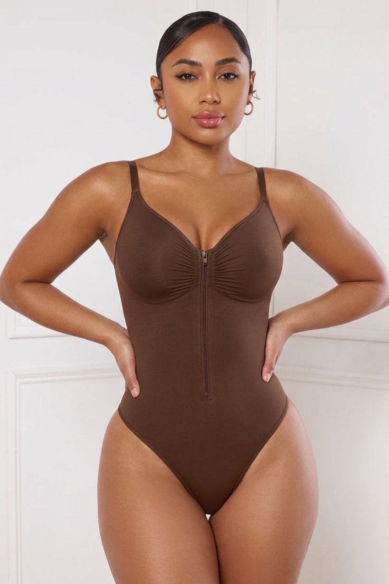 Flat Tummy Zip Suit - Black