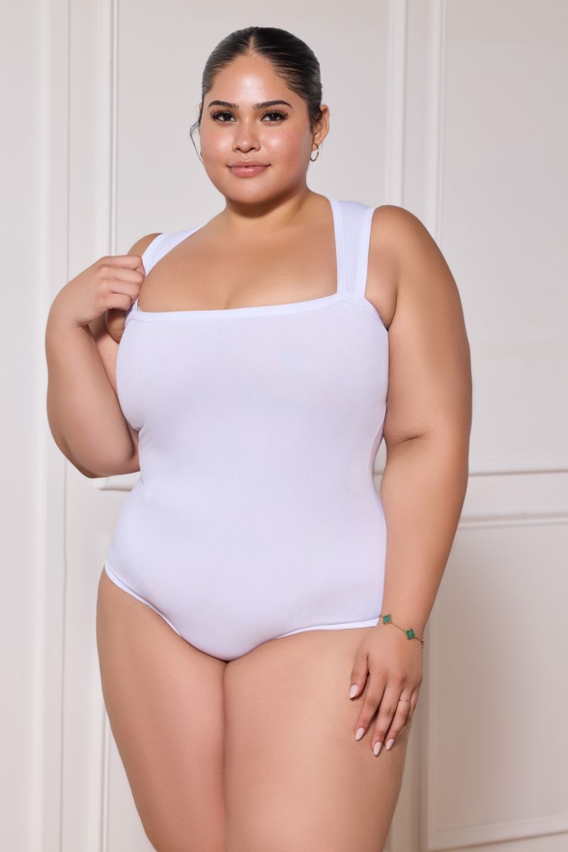 White Tummy Control Tank Bodysuit