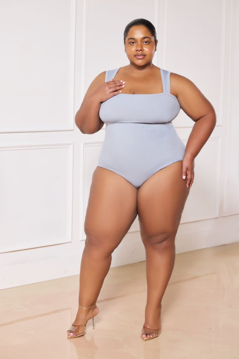 Gray Tummy Control Tank Bodysuit