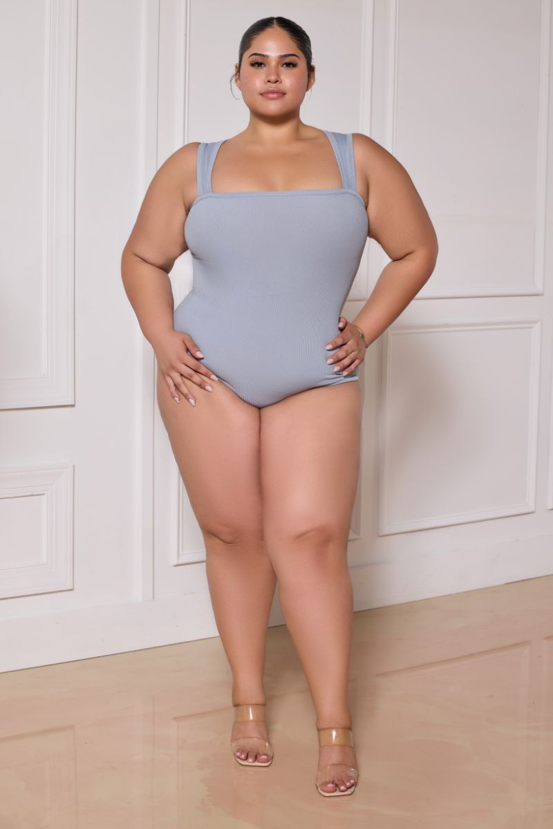 Gray Tummy Control Tank Bodysuit