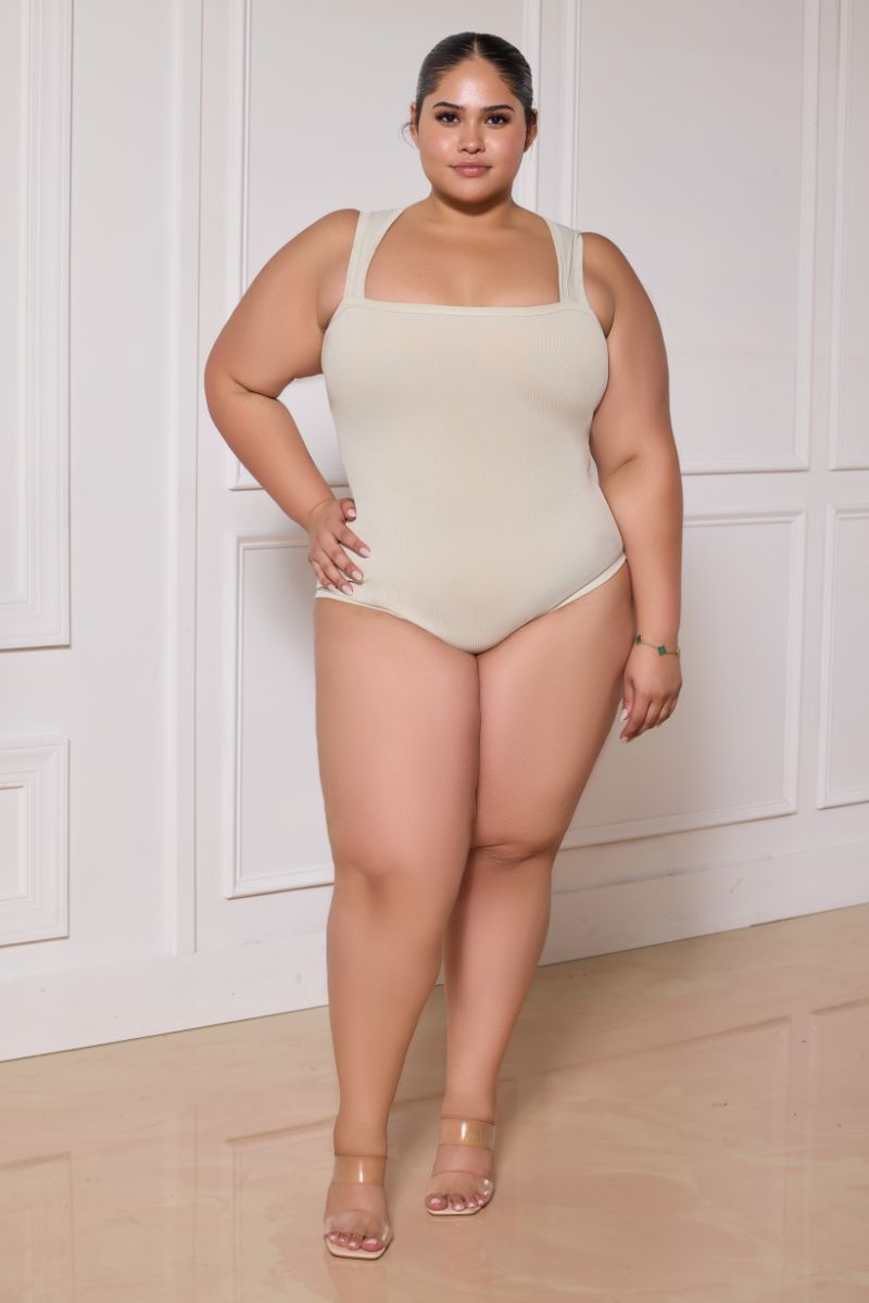 Beige Tummy Control Tank Bodysuit