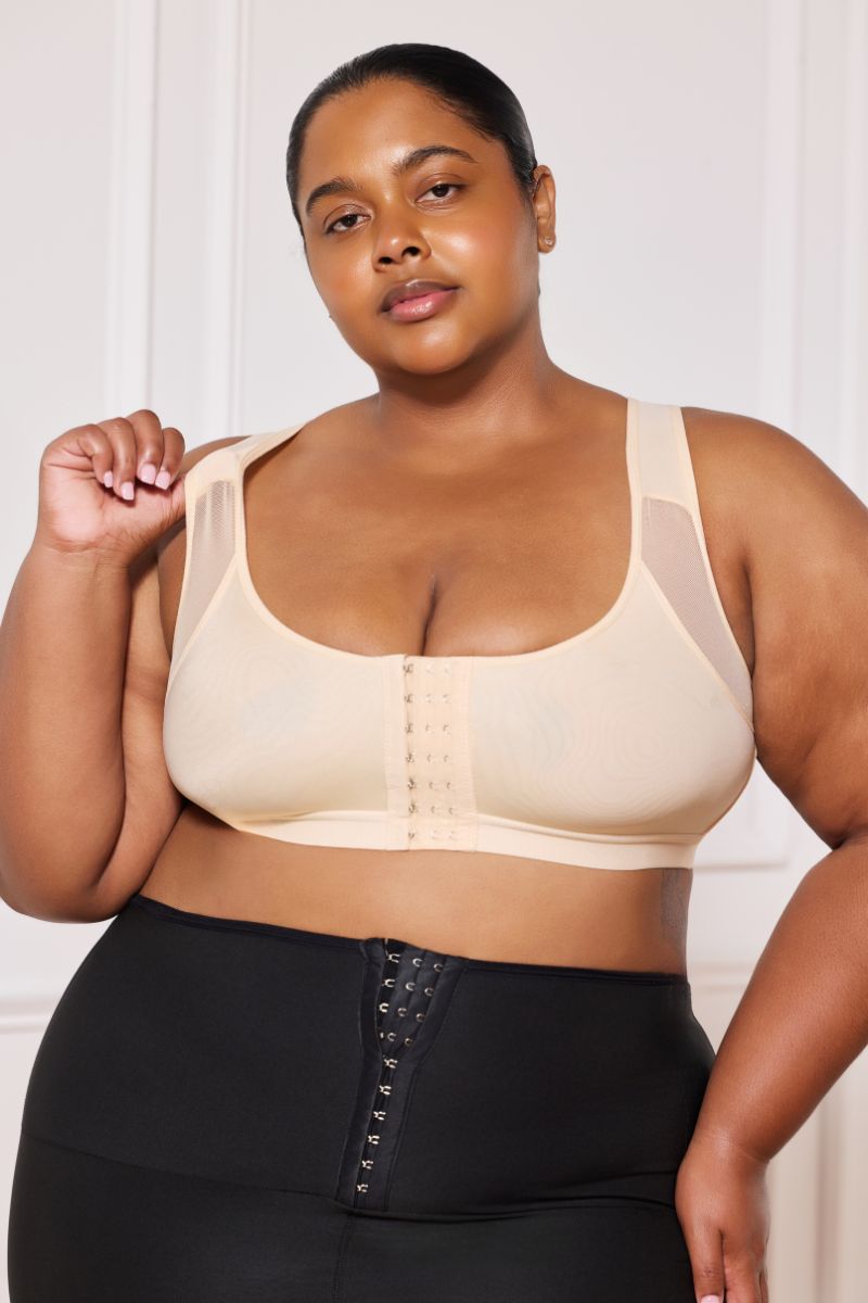 Cream Wireless Back Support Bra